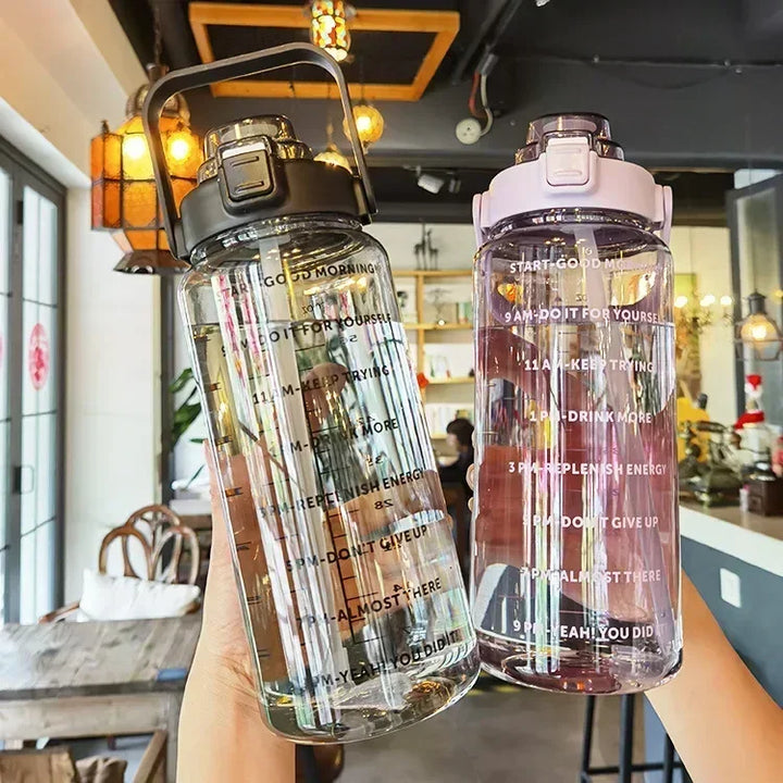 Lisslune | 2L Portable Sports Water Bottle with Straw and Time Markings