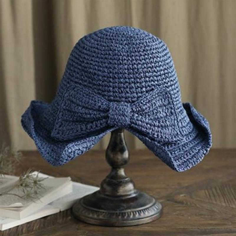 Lisslune | Retro Folding Straw Hat with Bow
