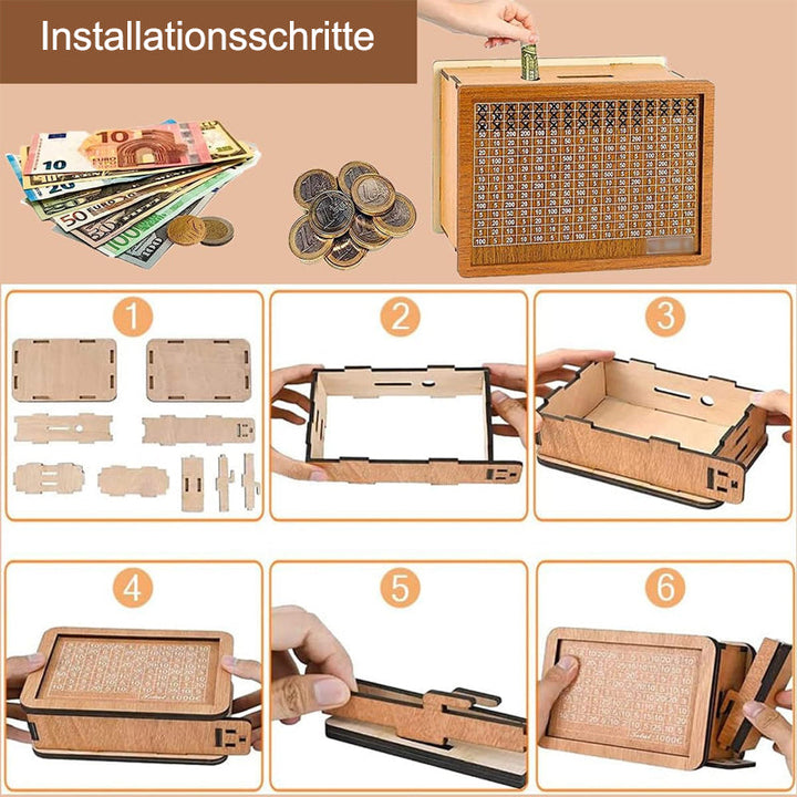 Lisslune | Wooden piggy bank with counter