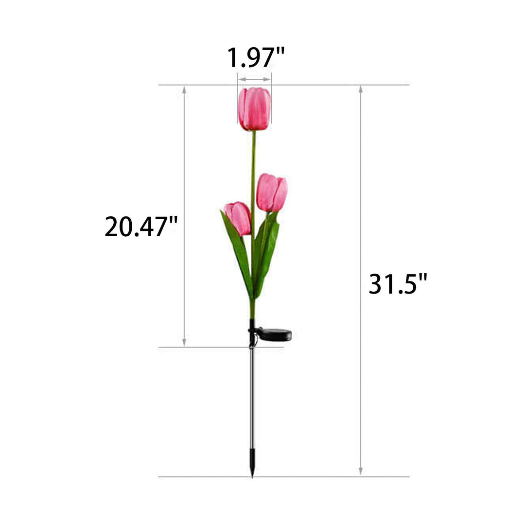 Lisslune | Solar Tulip Lawn Light Outdoor Garden LED Tulip Flower Light Ground Stake Landscape Light