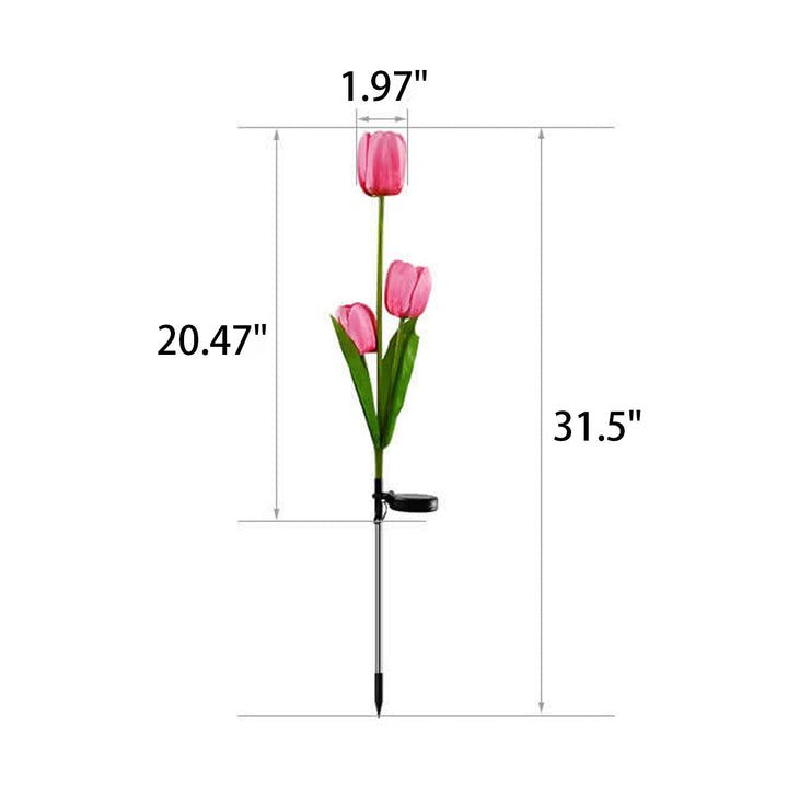 Lisslune | Solar Tulip Lawn Light Outdoor Garden LED Tulip Flower Light Ground Stake Landscape Light