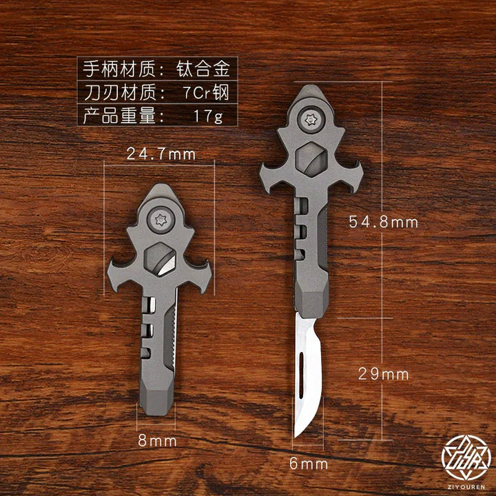 Lisslune | Titanium Multi-Tool Keychain: Mini EDC Gadget with Bottle Opener & Box Cutter