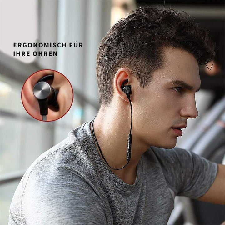 Lisslune | Bluetooth headphones, stereo in-ear earphones, secure fit for sports, gym, travel (waterproof, noise cancelling mic)
