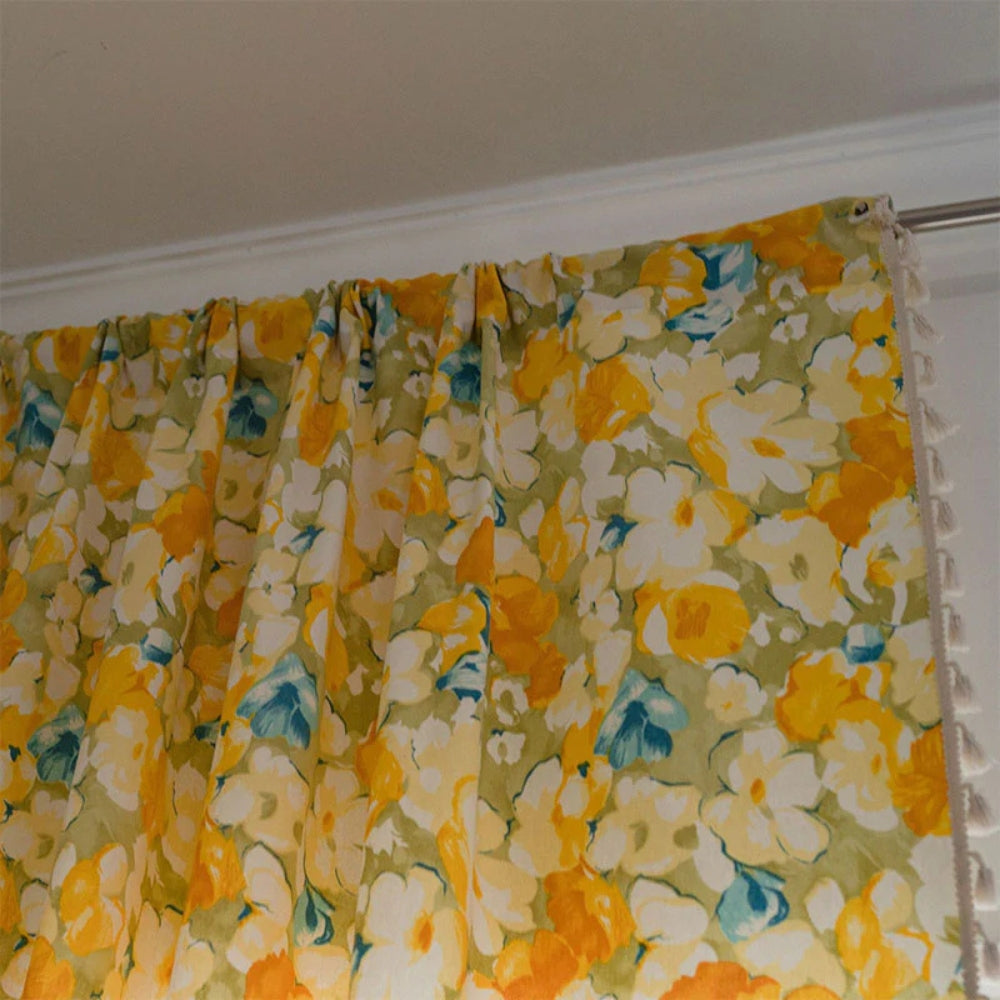 Lisslune | Sunshine Blooms Floral Tasseled Curtain