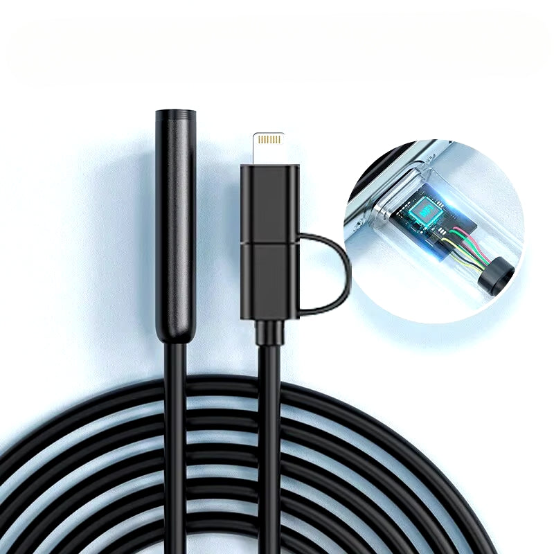 Lisslune | Industrial Endoscope Inspection Camera For Phone - Waterproof and Flexible HD Cam with Led Lights