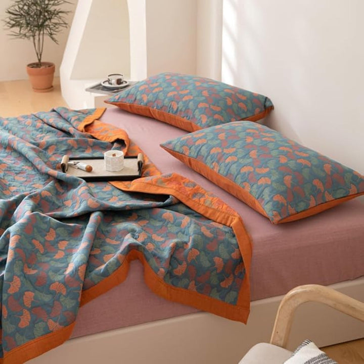 Lisslune | Ginkgo Leaf Print Reversible Blanket