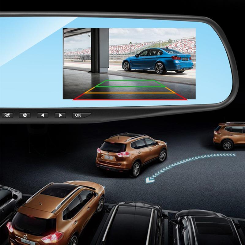 Lisslune | Car rearview mirror, the recorder doubles before and after recording with reversing the image tape
