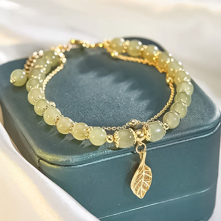 Lisslune | Hetian Jade Bracelet with Leaf