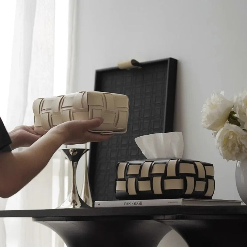 Lisslune | Braided Vegan Leather Tissue Holder