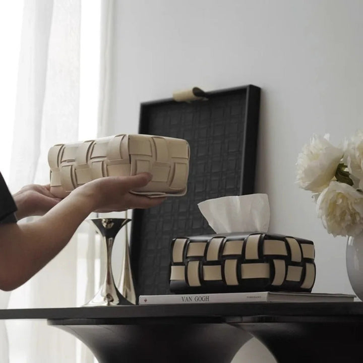 Lisslune | Braided Vegan Leather Tissue Holder