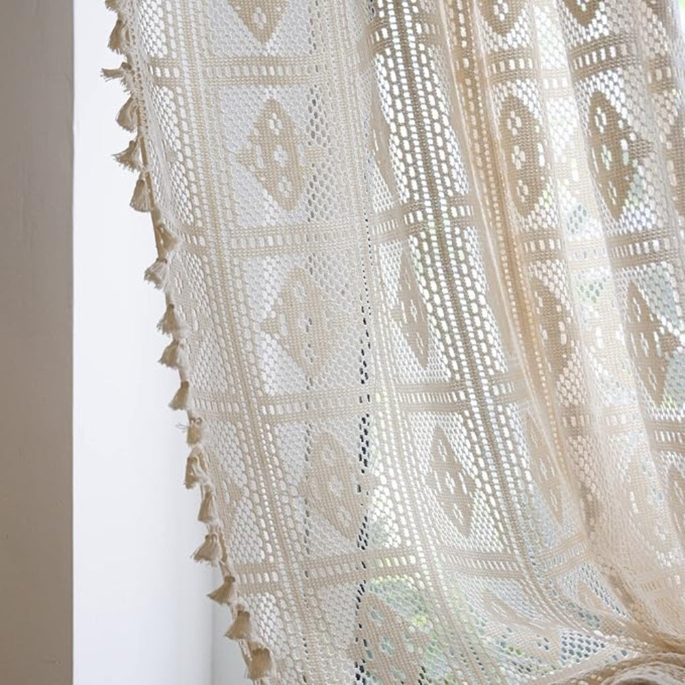 Lisslune | Rhombus Plaid Diamond Pattern Curtain