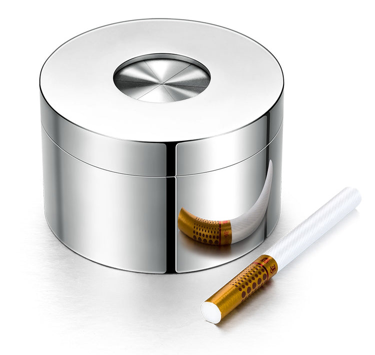 Lisslune | Portable Desktop Stainless Steel Windproof Ashtray with Rotating Lid, Fully Enclosed and Anti-odor Design, for Home Use & Decoration