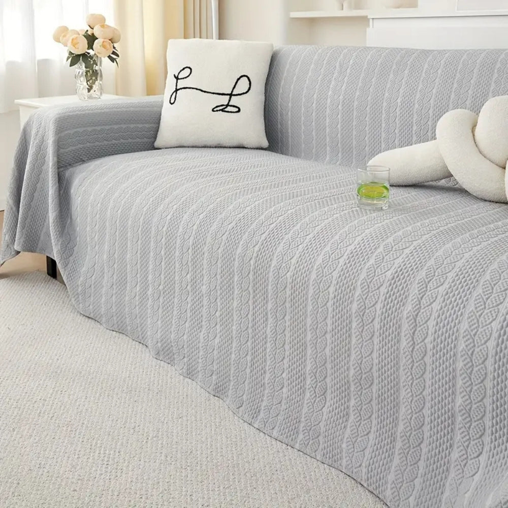 Lisslune | Tranquil Plush Leaf Sofa Cover