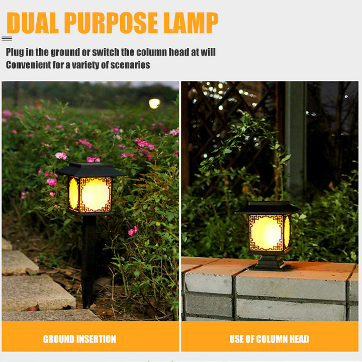 Lisslune | Solar LED Garden Lamp – Large Square Lamp with Warm Light and Dual Use