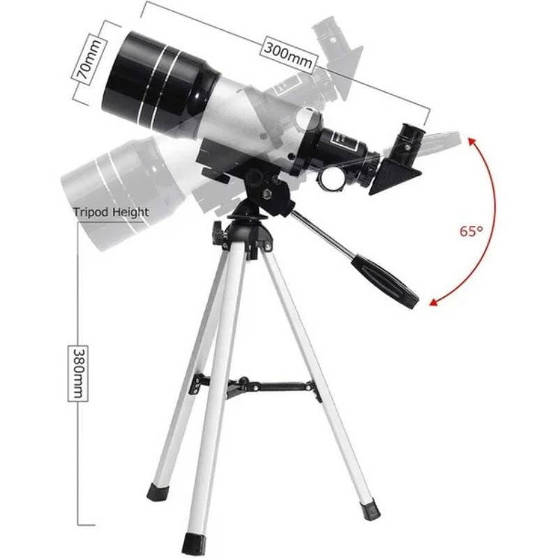 Lisslune | Professional Astronomical Telescope | 70mm Aperture, 300mm Focal Length & Easy Setup for Stargazing and Nature Exploration