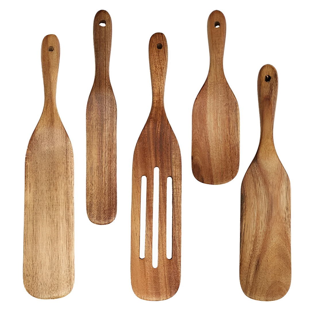 Lisslune | PURETEAK – Kitchen utensil set made from 100% teak wood, pan-friendly & durable