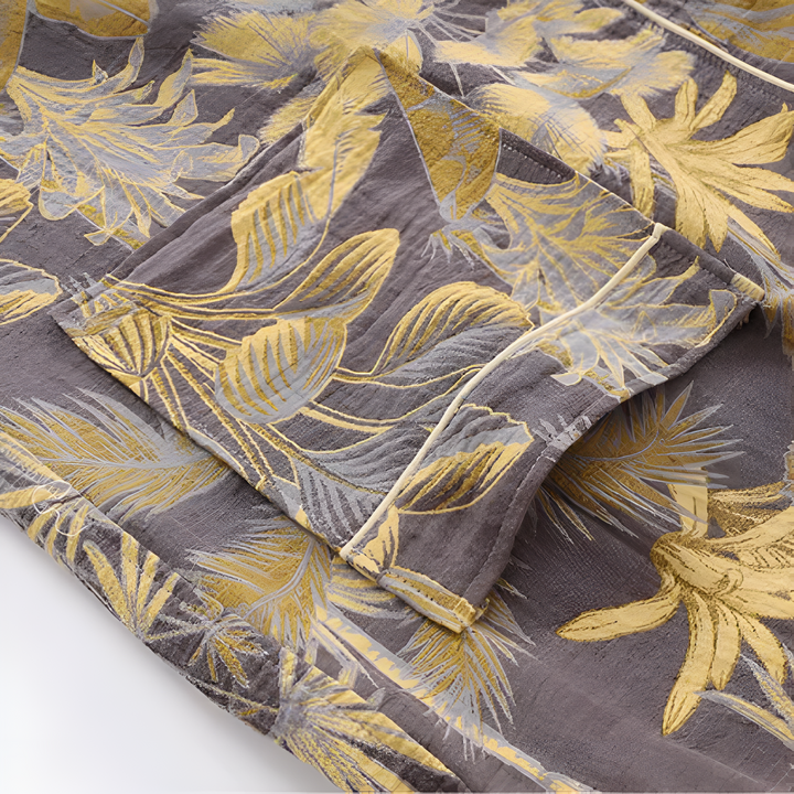 Lisslune | Elegant Leaf Print Kimono Bathrobe
