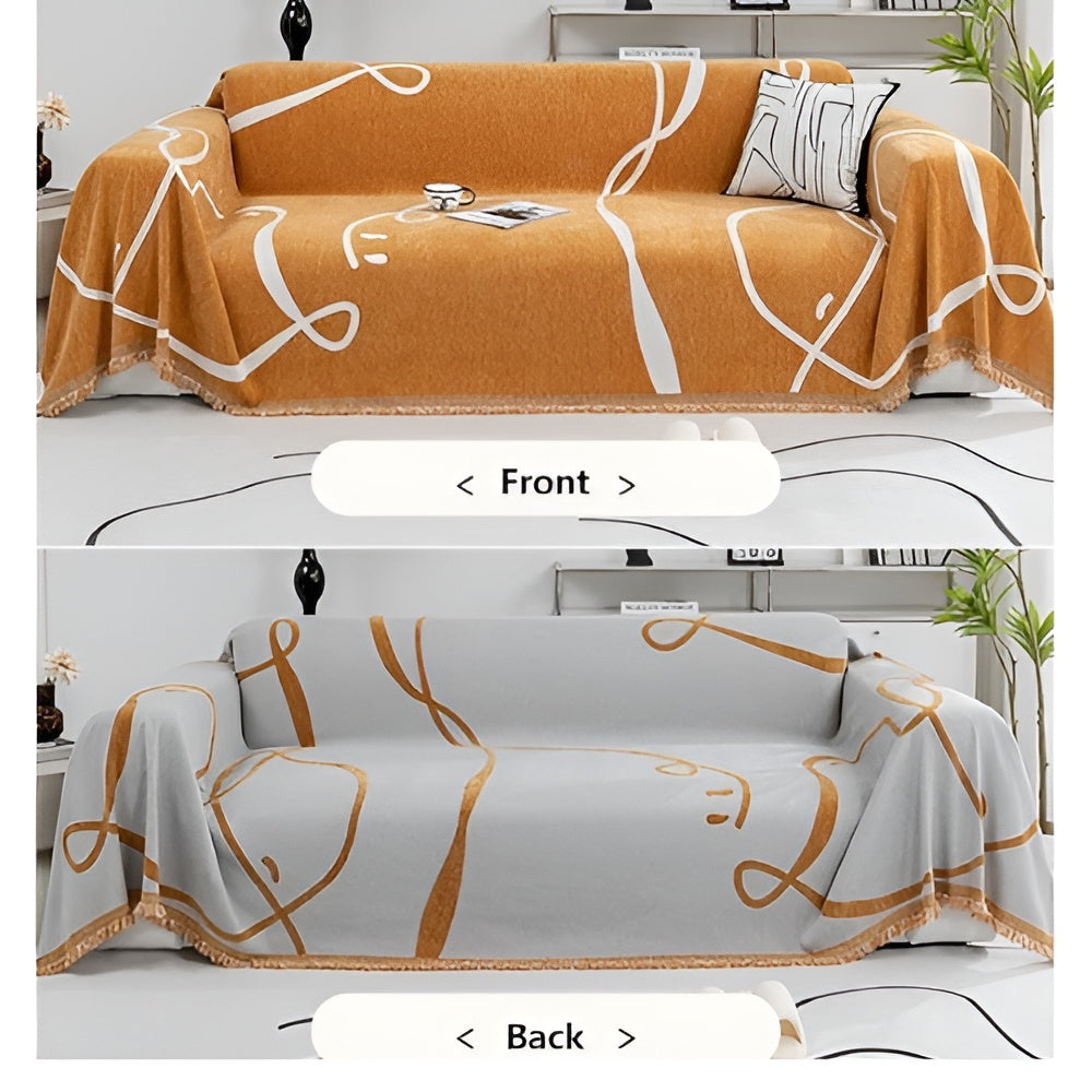 Lisslune | Abstract Line Reversible Chenille Sofa Cover