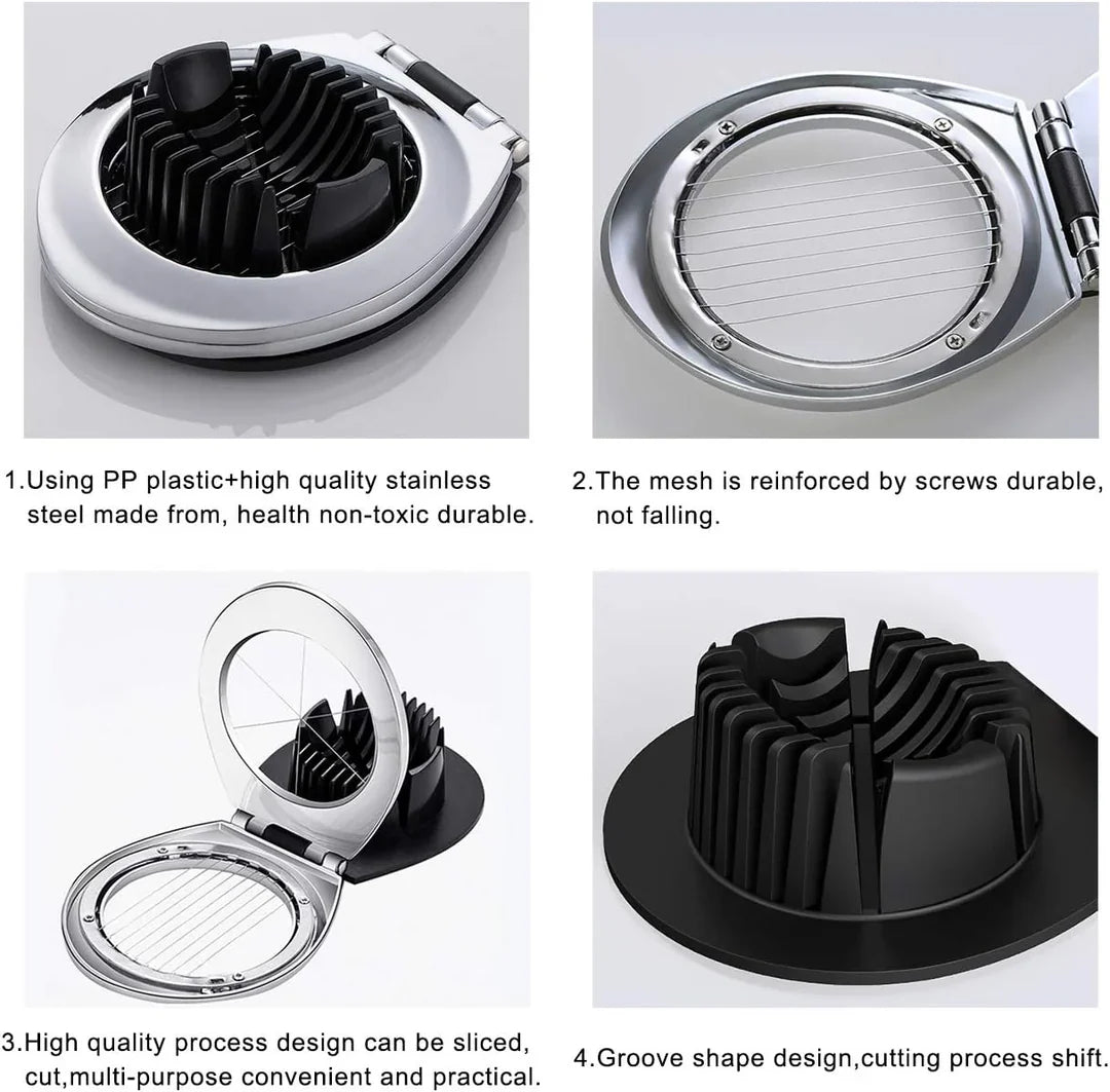 Lisslune | Stainless Steel Egg Slicer – 3-in-1 Cutting Options for Effortless Preparation!