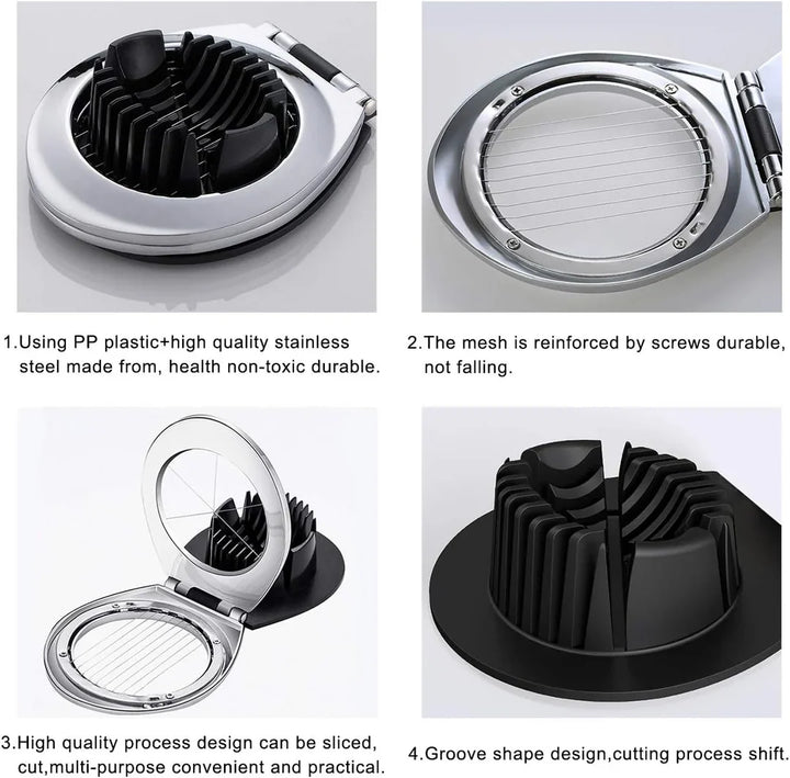 Lisslune | Stainless Steel Egg Slicer – 3-in-1 Cutting Options for Effortless Preparation!