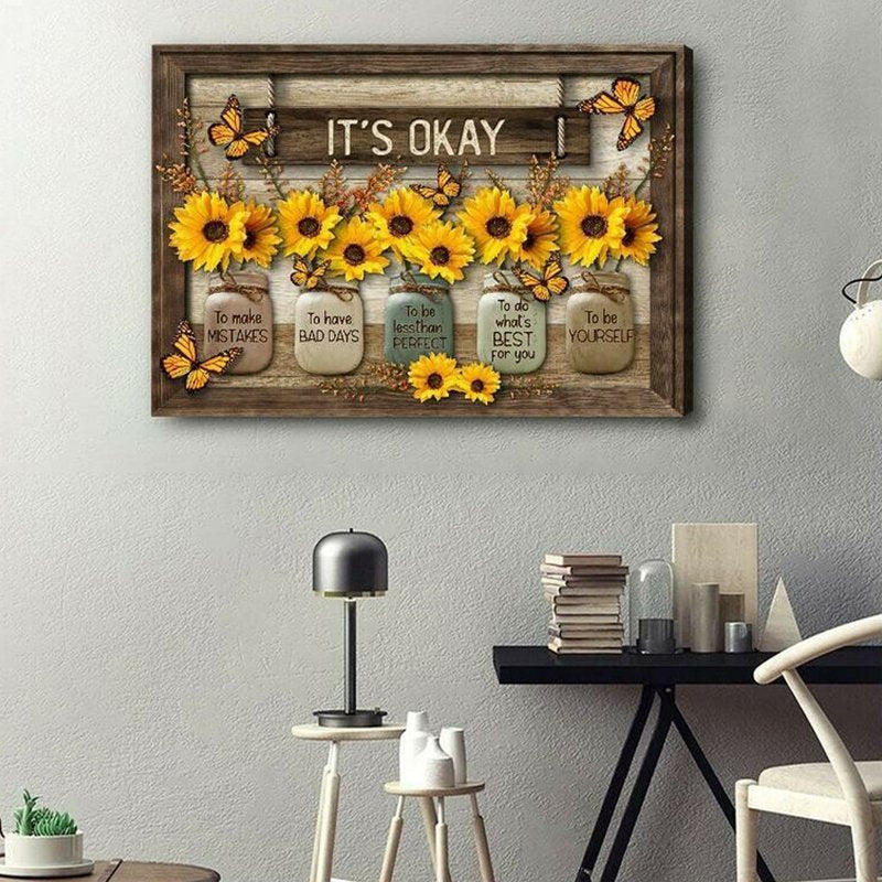 Lisslune | Decorative Butterfly Sunflower Wall Painting
