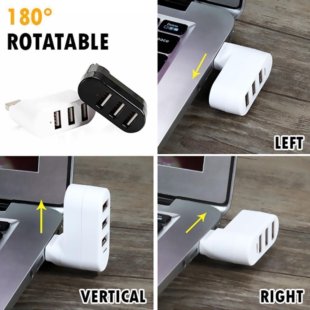 Lisslune | Mini rotatable 3-Port USB Hub