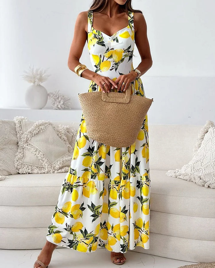 Lisslune | Strap Dress with Lemon Print