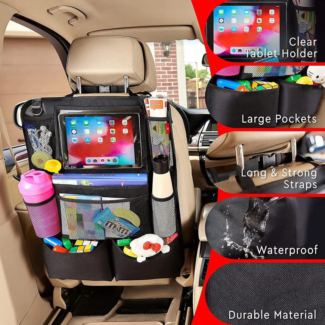 Lisslune | Backseat Organizer with Touchscreen Tablet Holder & Kick Mat Protector