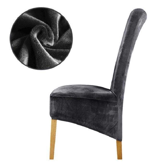 Lisslune | Stretch Velvet XL Size Dining Chair Covers x4 | Soft. Stretchable & Non-Slip for Home Dining Room Decoration