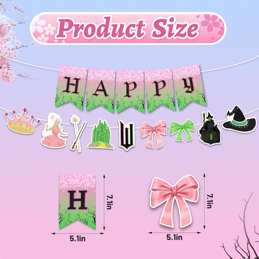 Witch-Themed Party Decorations Banner, Funny Happy Birthday Party Banner, Pink and Green Birthday Party Supplies Decorations