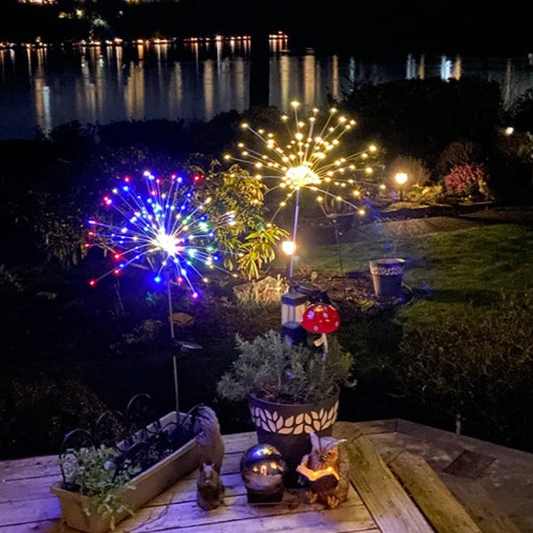 Lisslune | 4 Piece Solar Firework Garden Lights - Weatherproof LED Decorative Lighting, Solar Energy for Garden and Patio