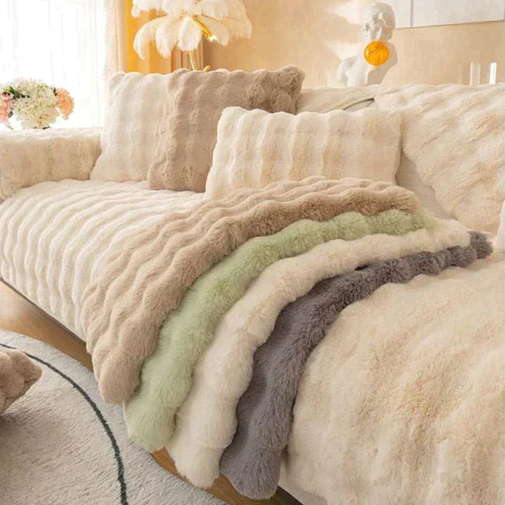 Lisslune | thick rabbit plush sofa cover