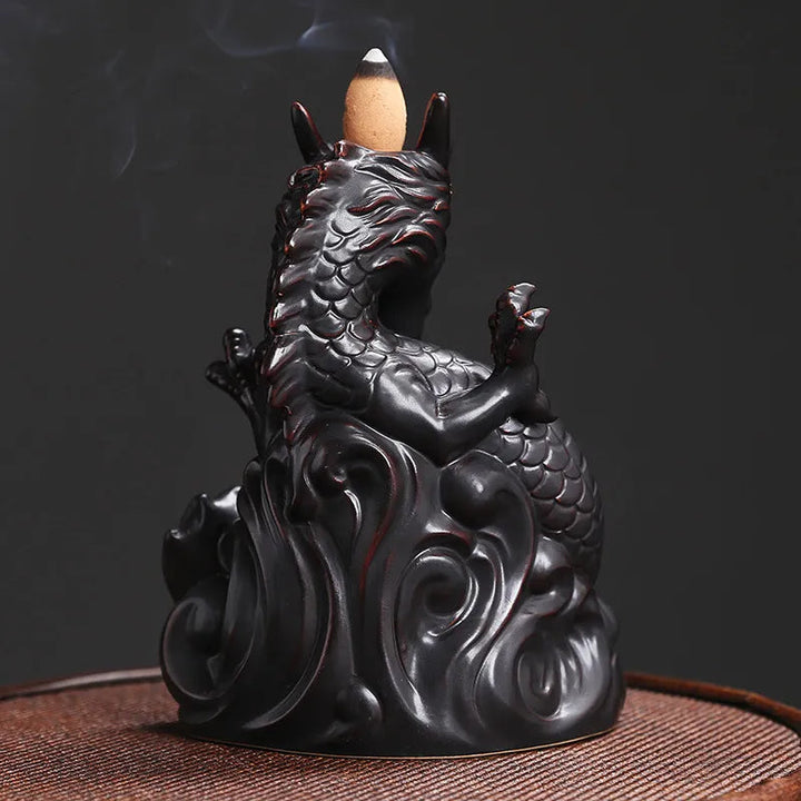 Lisslune | 1Pc, Dragon Backflow Incense Holder Ceramic Incense Stick Holder, for Home Decor Aromatherapy Relaxation Gifts (Without Incense)