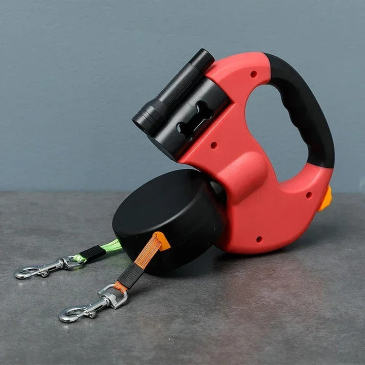 Lisslune | LumiLeash 2-in-1 Double Dog Leash with LED Lamp & Poop Bag Holder