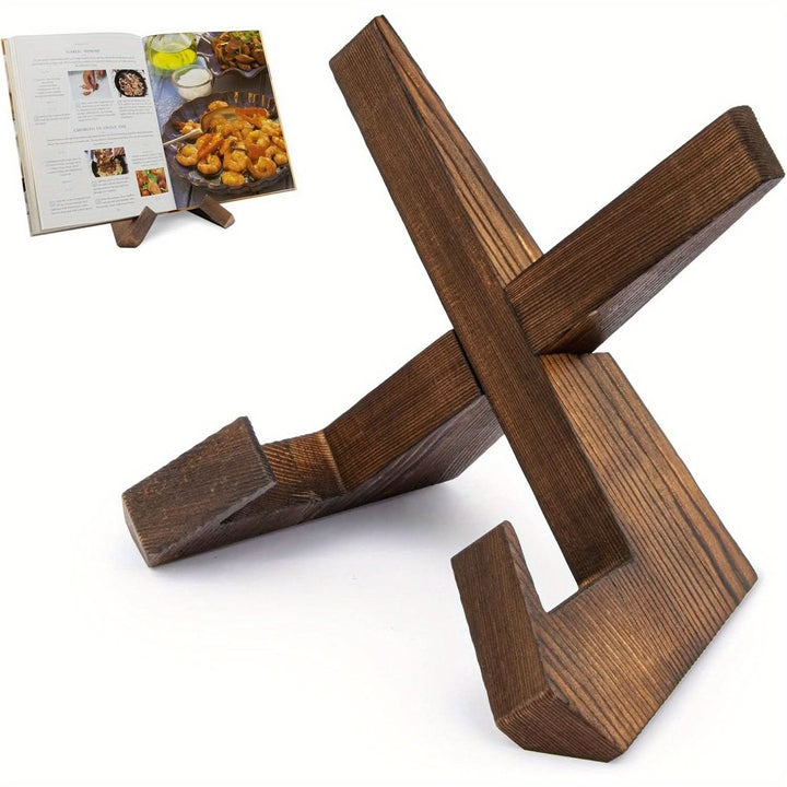 Skorter | Rustic Wooden Cookbook Stand Adjustable Recipe Book Holder