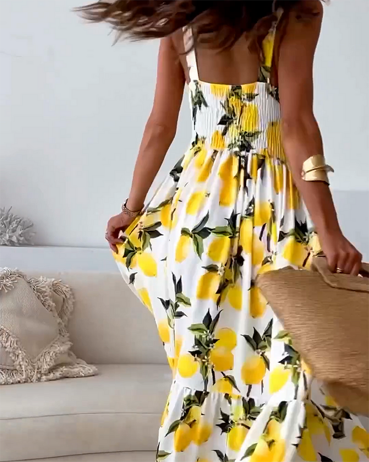 Lisslune | Strap Dress with Lemon Print