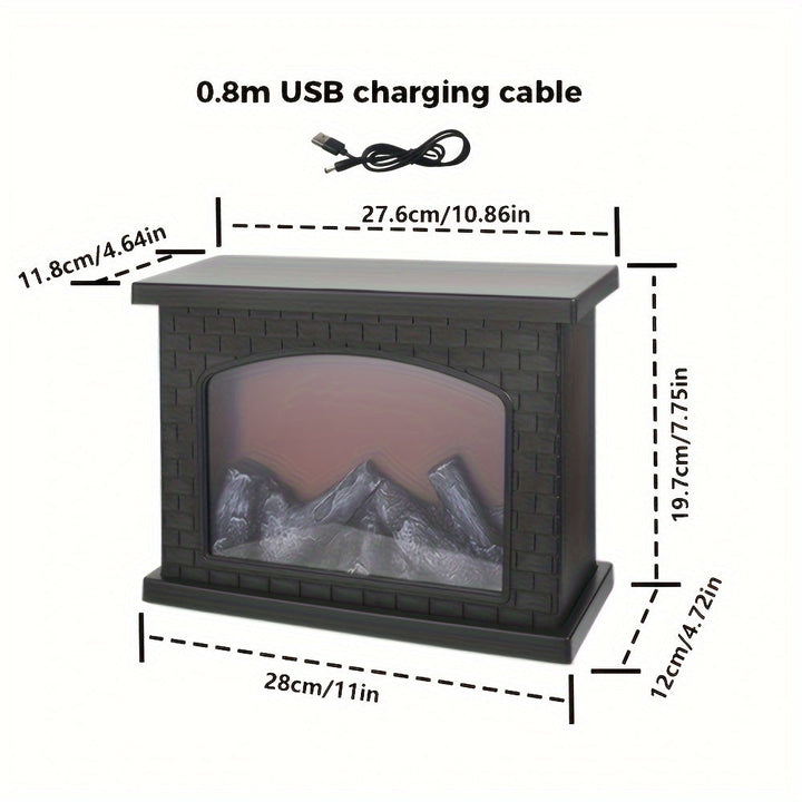 Lisslune | Cozy rectangular fireplace lantern stove lamp - Realistic simulation flame lights