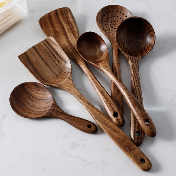 Lisslune | 7-piece teak wood cutlery set