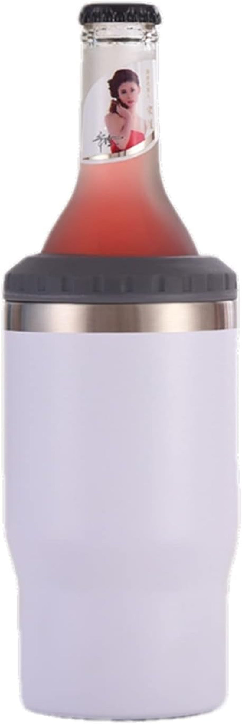 Lisslune | 4 in 1 stainless steel can/bottle insulator, 14Oz two-way lid SUS insulated can cooler, beer bottle holder (Black)