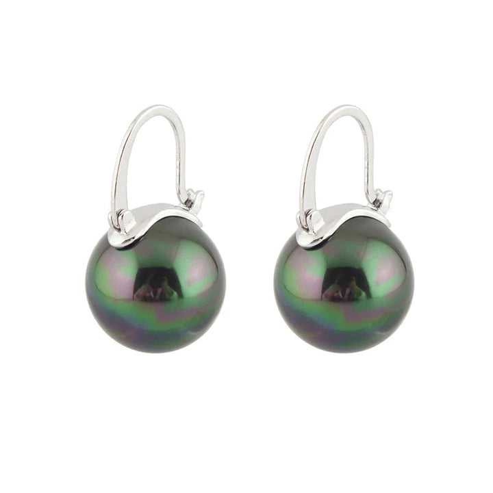 Lisslune | Black Pearl Earrings  Available in White Champagne Grey Gold and Black  Pearl Dangle Earrings