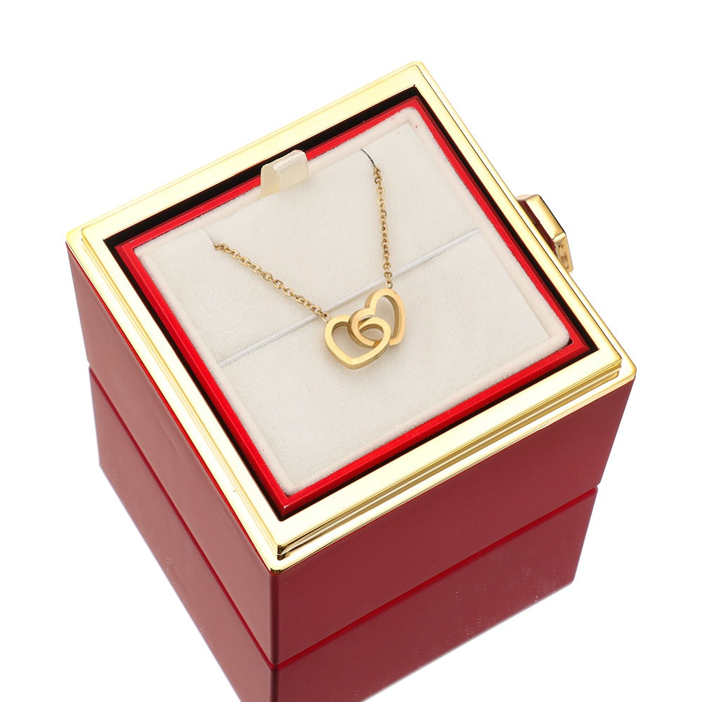 Lisslune | Lunavia Jewelry Box with Eternal Rose and Heart Necklace – 14k White Gold & 18k Gold Finish