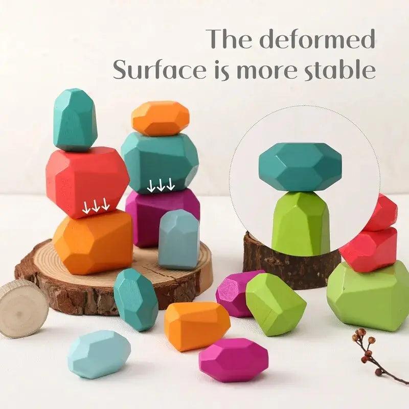 Lisslune | Colorful Wooden Building Blocks Set for Creative Learning and Logical Development