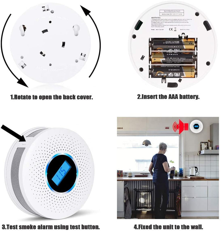 Lisslune | CombiSafe Smoke and Carbon Monoxide Detector with Long Life Battery