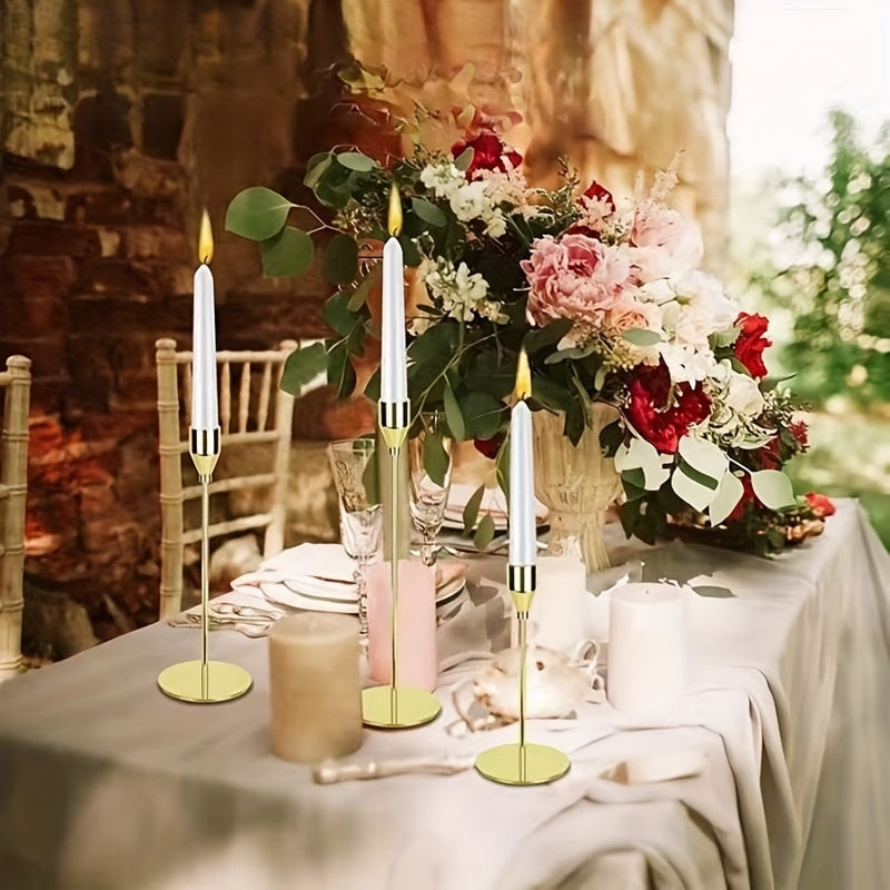 Lisslune | MajesticFlicker – Sophisticated Black and Gold Candelabra Set for Elegant Events