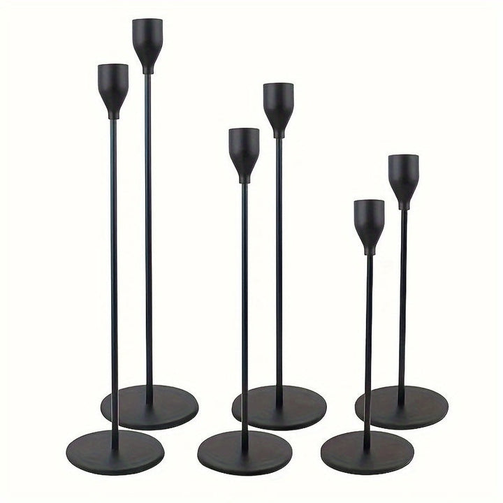 Lisslune | MajesticFlicker – Sophisticated Black and Gold Candelabra Set for Elegant Events