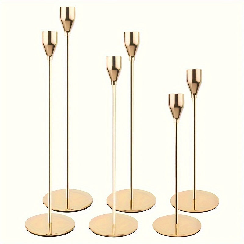 Lisslune | MajesticFlicker – Sophisticated Black and Gold Candelabra Set for Elegant Events