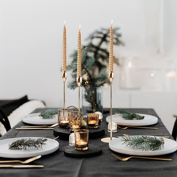 Lisslune | MajesticFlicker – Sophisticated Black and Gold Candelabra Set for Elegant Events