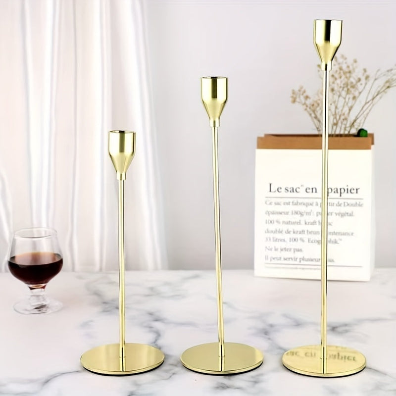 Lisslune | MajesticFlicker – Sophisticated Black and Gold Candelabra Set for Elegant Events