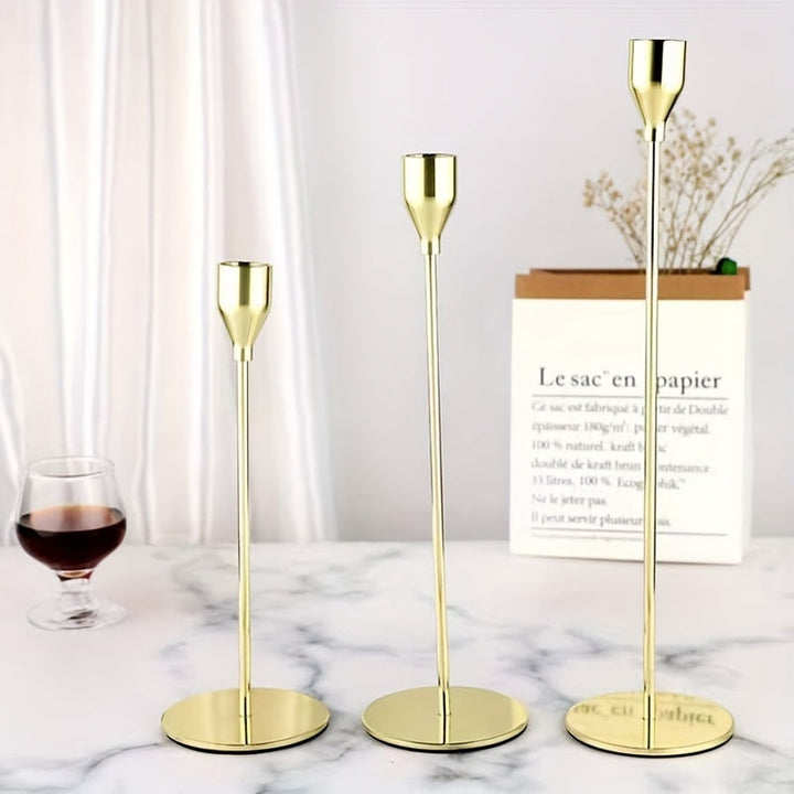 Lisslune | MajesticFlicker – Sophisticated Black and Gold Candelabra Set for Elegant Events