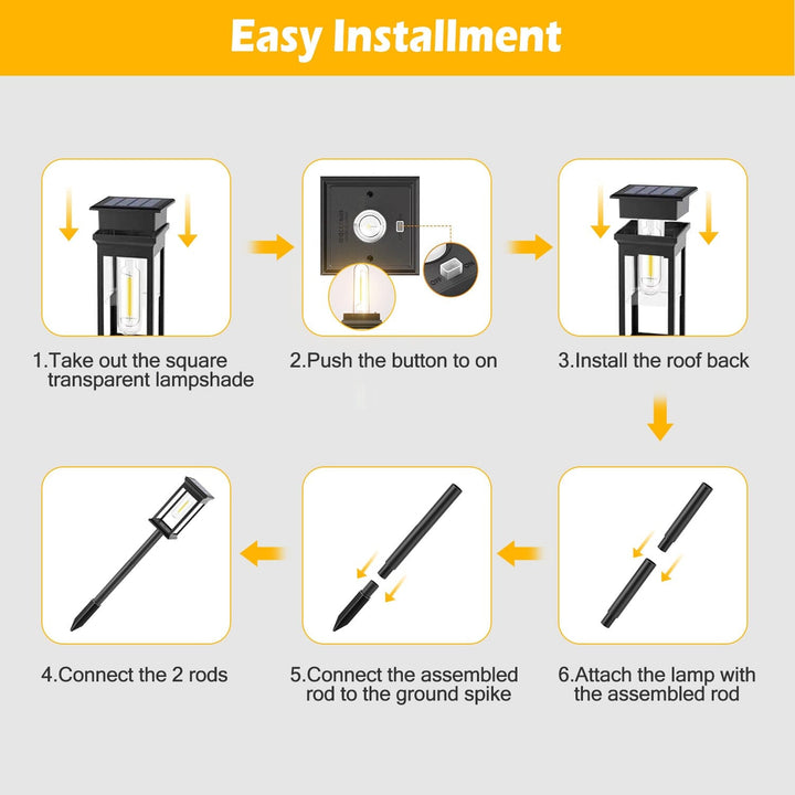 Lisslune | 6-Pack: Solar-powered garden lighting IP65 waterproof automatic on off
